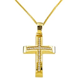 Χρυσός βαπτιστικός σταυρός Κ14 με αλυσίδα